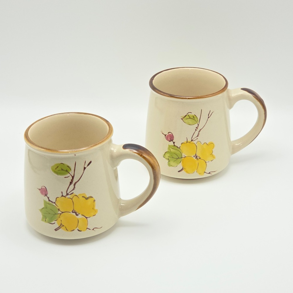 Vintage Stonecrest 9oz Coffee Mug Set of 2 Hand Painted 704 Springtime Korea